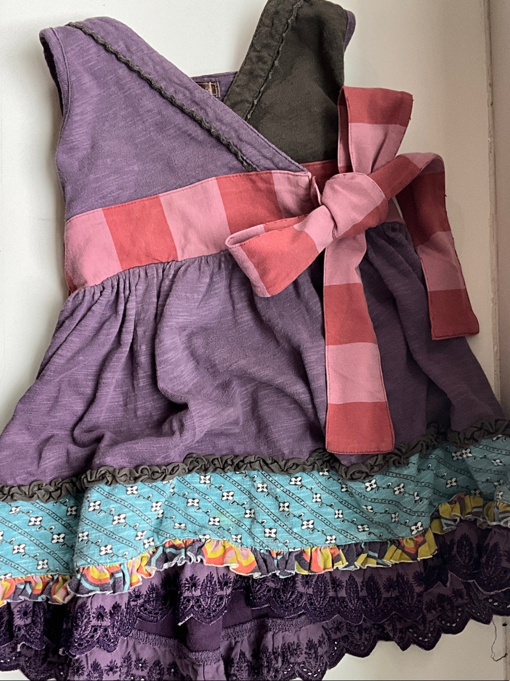 Matilda Jane Platinum Rhapsody Knot Dress 18M Whimsy Patchwork Lace Cottagecore
